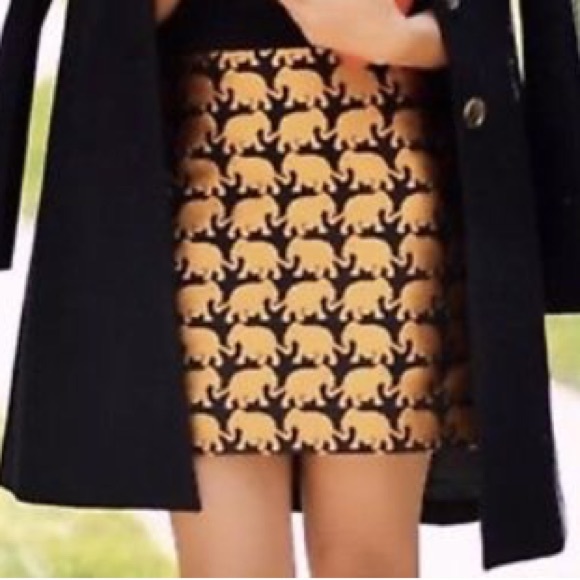 J CREW sz 2 elephant gold & black jacquard SKIRT - Picture 2 of 6